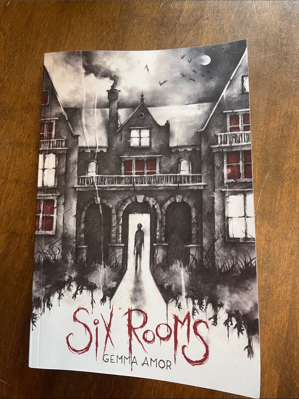 Six Rooms by Gemma Amor — Black & Red Gothic Paperback